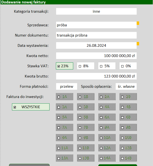 Baza Kosztów i Inwestycji