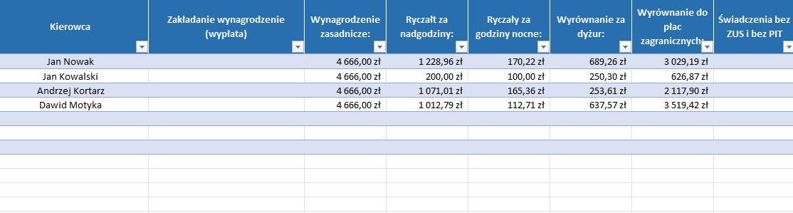 Kalkulator Wynagrodzeń dla Firm Transportowych - Zdjęcie 6